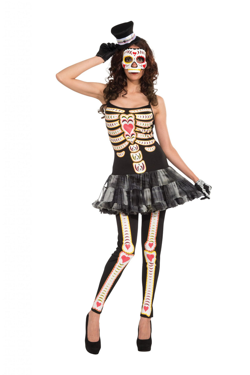 Womens Day Of The Dead Tutu Dress Adult Costume Female Halloween_1 AC618