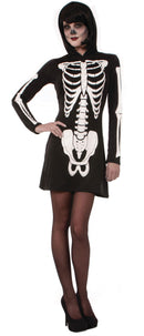 Womens Skeleton Mini Dress Hooded Adult Costume Female Halloween_1 AC619