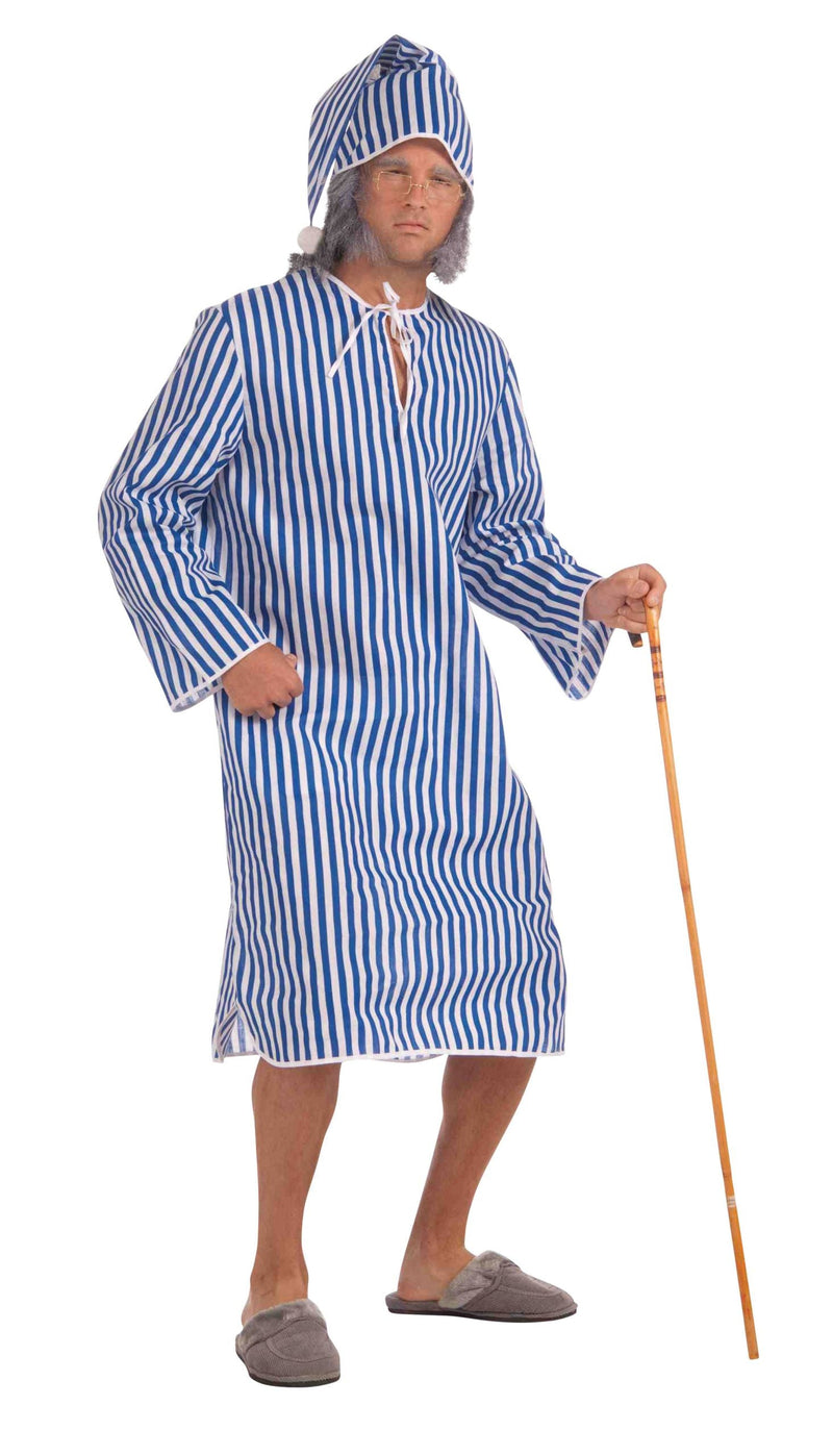 Mens Scrooge Nightshirt + Cap Adult Costume Male Halloween_1 AC640