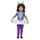 Alien Costume Toddler Silver Dress Purple Leggings Wrist Cuffs and Headband 1