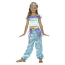 Arabian Princess Costume Kids Blue Top Trousers and Jewel Headband 1