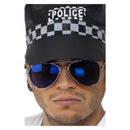 Aviator Specs Blue Mirror Adult Silver Framed Cop Costume Glasses 1