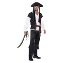 Aye Aye Pirate Captain Costume Adult Black Trousers Top Sash Hat with Hair 1