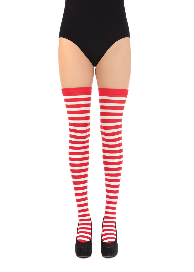 Womens Striped Stockings Red White Costume Accessories Female Halloween_1 BA034