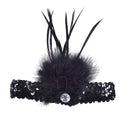 Black Flapper Headband Sequin With Feather_1 BA1023