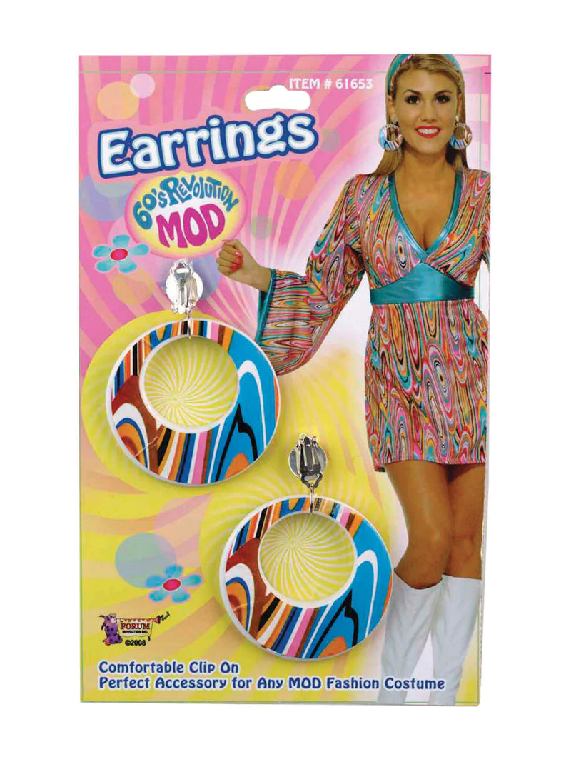 Mod Swirl Ear Rings Costume Accessory