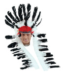 Mens Indian Headress Black White Costume Accessories Male Halloween_1 BA122