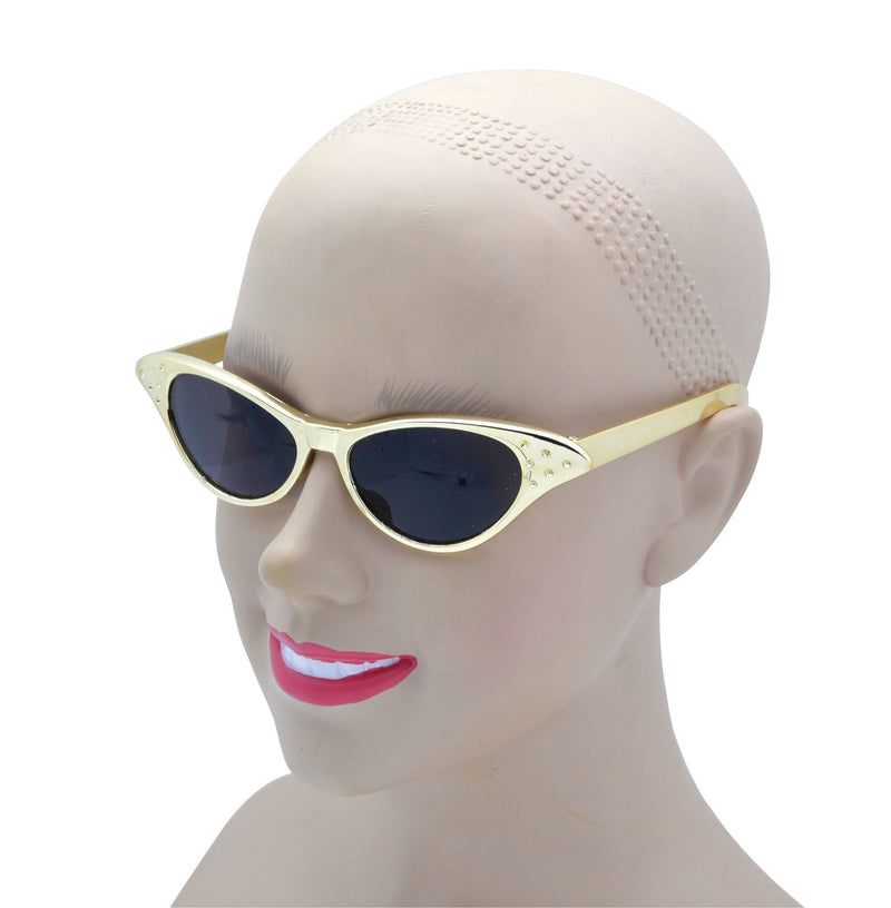 Womens Sunglasses 50s Gold Metallic Costume Accessories Female Halloween_1 BA189