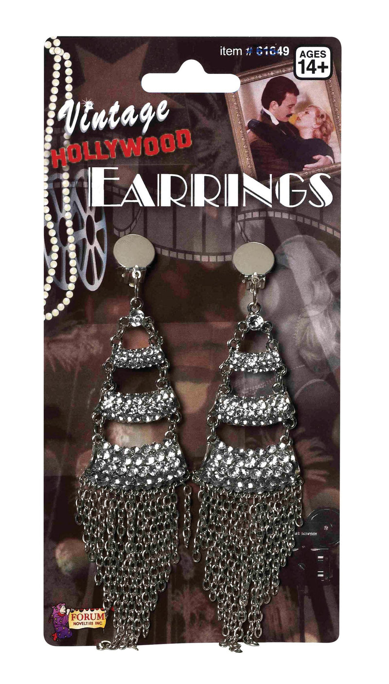 Womens Rhinestone + Chain Earrings Vintage Costume Accessories Female Halloween_1 BA1974