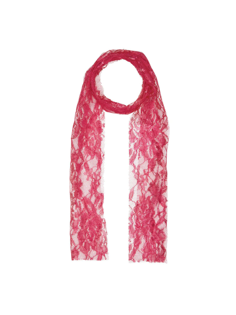 Pink 80s Neon Lace Scarf Costume Accessory