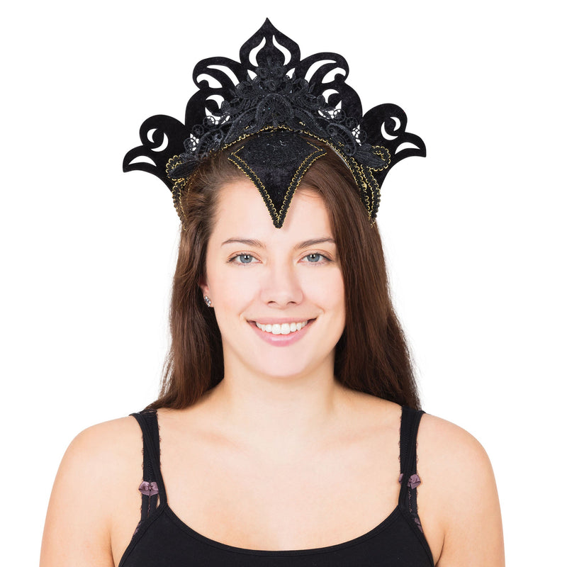 Carnival Headpiece Black With Gold Trim_1 BA2123