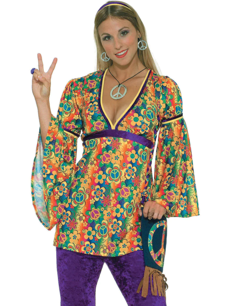 Peace Sign Necklace Earrings Hippy Costume Accessory Set