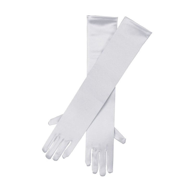 Womens Gloves Satin 19" White Costume Accessories Female Halloween_1 BA588