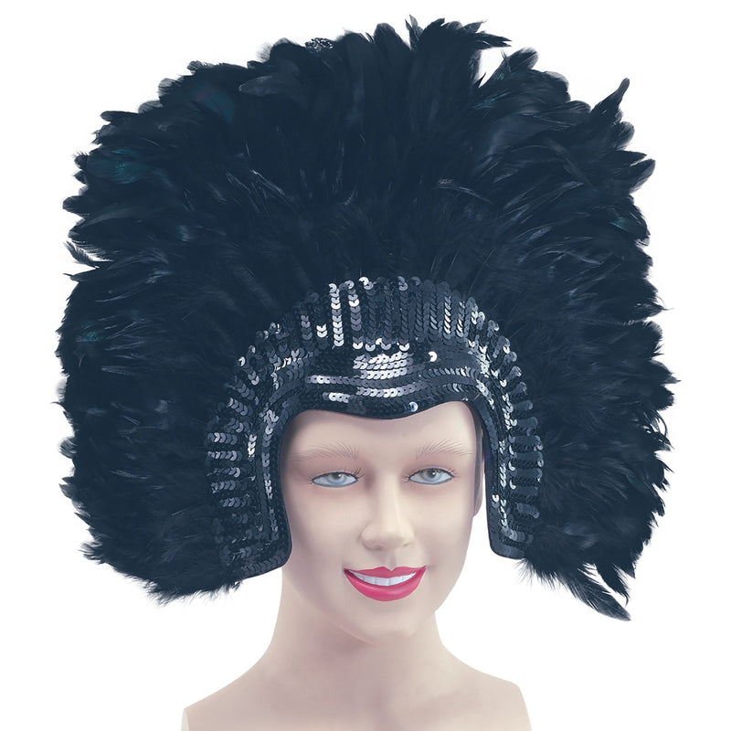 Womens Feather Headdress Blackdeluxe Costume Accessories Female Halloween_1 BA638