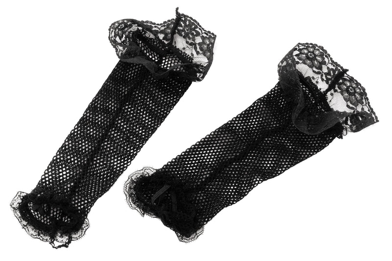 Womens Fishnet Gloves Black&lace Costume Accessories Female Halloween_1 BA680
