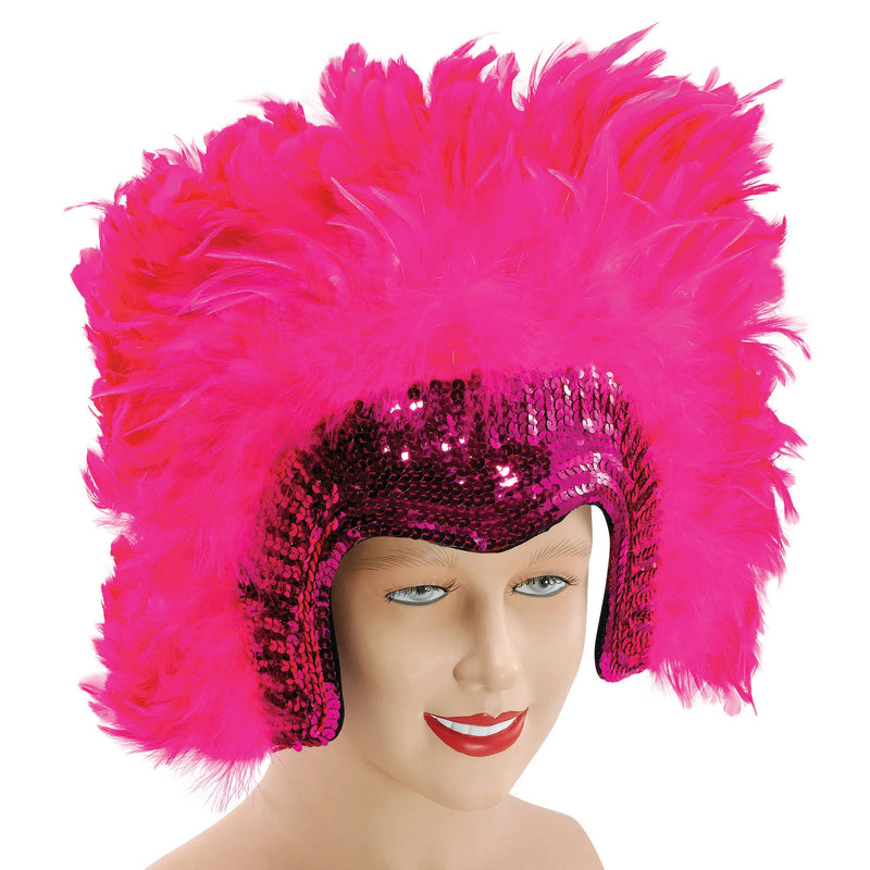 Womens Feather Headdress Pink Deluxe Costume Accessories Female Halloween_1 BA816