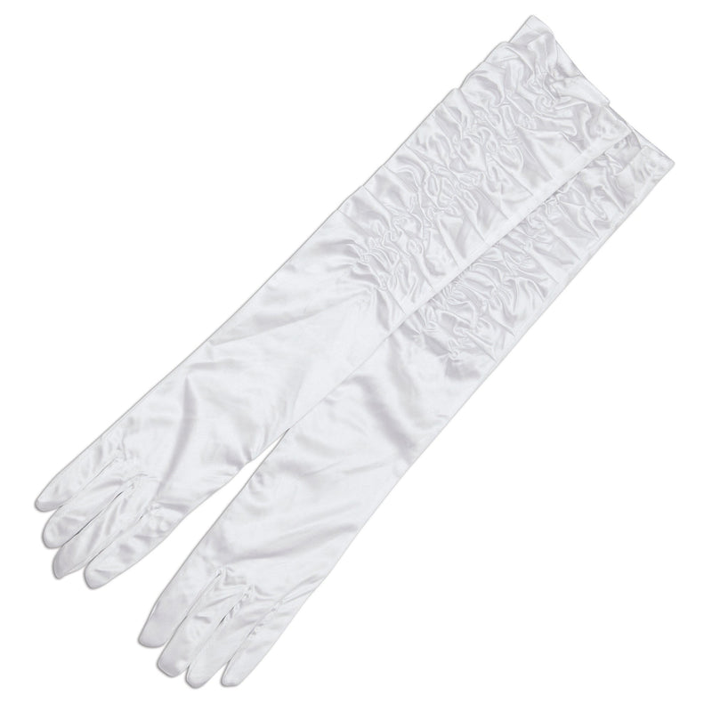 Womens Gloves White Satin Theatrical Costume Accessories Female Halloween_1 BA846