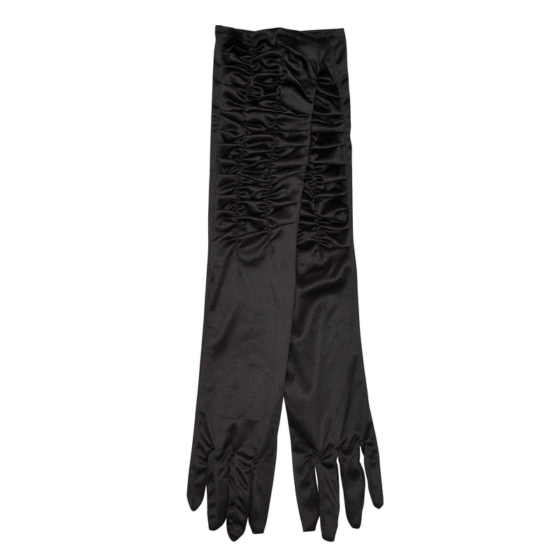 Womens Gloves Black Satin Theatrical Costume Accessories Female Halloween_1 BA847