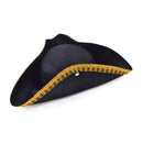 Mens Tricorn Hat + Gold Trim Hats Male Halloween Costume_1 BH461