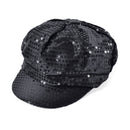 Womens Sequin Cap 80s Style Black Hats Female Halloween Costume_1 BH540
