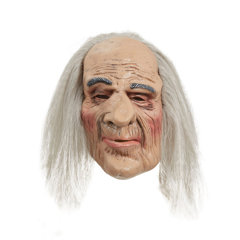 Mens Creepy Old Man Mask & Hair Rubber Masks Male Halloween Costume_1 BM248