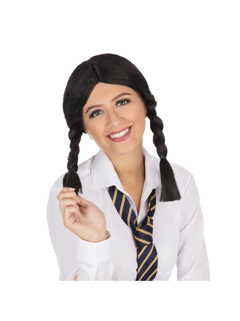 Schoolgirl Wig Black Plaits