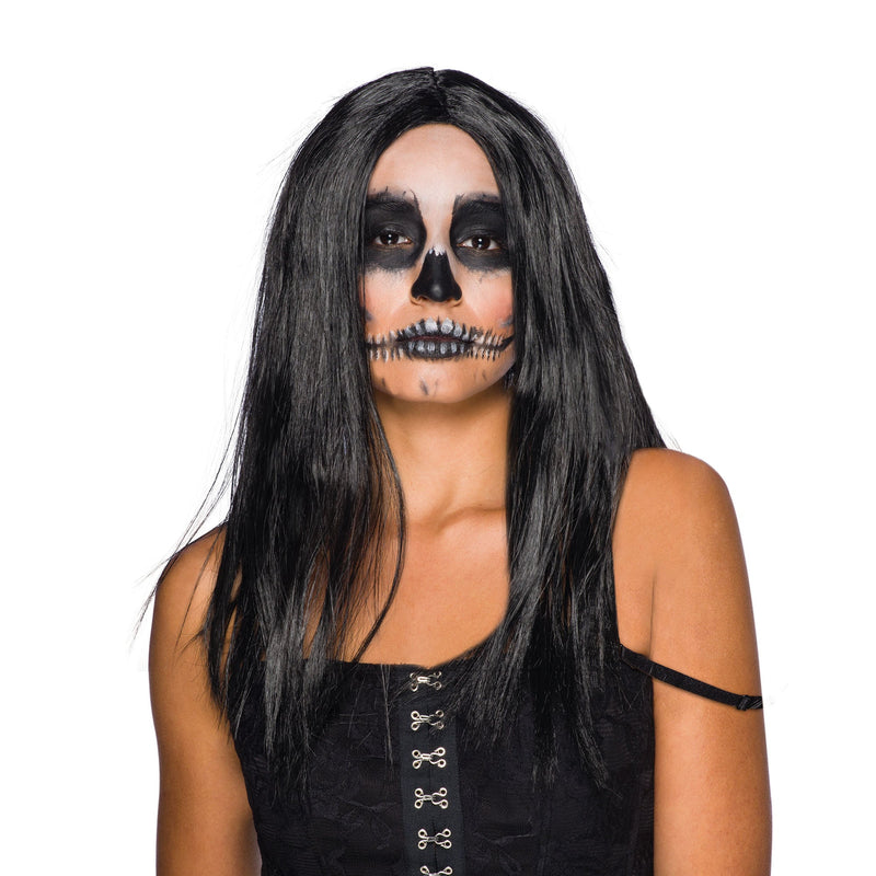 Womens Long 18" Wig Black Wigs Female Halloween Costume_4 