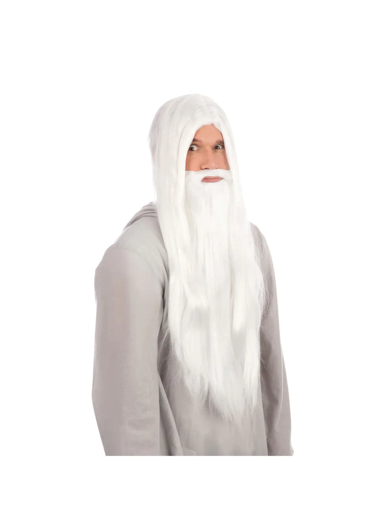 White Wizard Wig and Long Beard Gandalf Hair