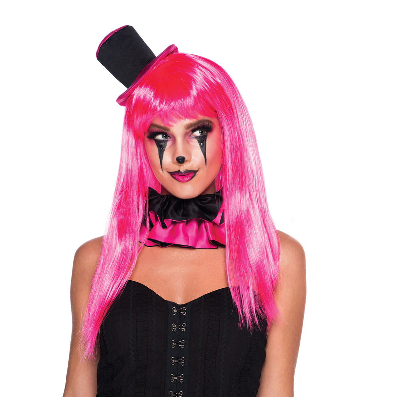 Womens Passion Long Neon Pink Wigs Female Halloween Costume_4 