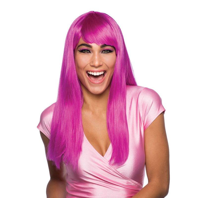 Womens Passion Long Neon Purple Wigs Female Halloween Costume_2 