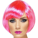 Neon Pink Babe Wig Adult Short Bob with Fringe Sci Fi Costume Hair 2