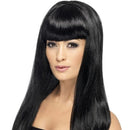 Babelicious Wig Black Long Straight with Fringe Adult Costume Hair 2