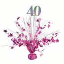 Balloon Weight 40th Birthday Hot Pink Silver Holograph 1