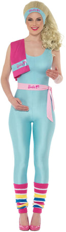 Barbie Costume Fitness Great Shape Workout Adult Blue Jumpsuit 1