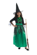 Bat Witch Costume Black and Green Dress with Hat for Girls 1