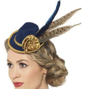 Bavarian Oktoberfest Mini Hat Authentic Adult Blue with Feather 1