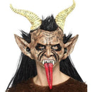 Beast Krampus Demon Mask Brown Latex Overhead with Hair and Horns 2