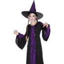 Kids Bewitched Costume Black and Purple Velour Witch Dress and Hat 4