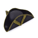 Black Pirate Tricorn Hat with Gold Trim 1
