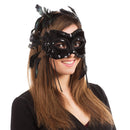 Black Velvet Mask with Feathers Masquerade 1