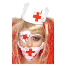 Bloody Nurse Kit Adult White Blood Effect Mask Headpiece and Eyepatch 1