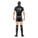 Bondage Gimp Bodysuit Costume Adult Black Hood Bootcovers Thong Gag Nipple Clamps 2
