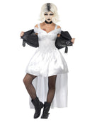 Bride Of Chucky Tiffany Costume Adult White Dress Black Jacket and Choker 4
