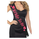 Bride To Be Sash Black with Pink Lettering 1