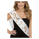 Bride To Be Sash White with Gold Lettering 1