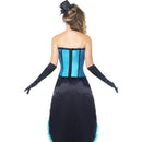 Burlesque Dancer Costume Adult Blue Corset Black Dress 2