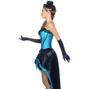 Burlesque Dancer Costume Adult Blue Corset Black Dress 3