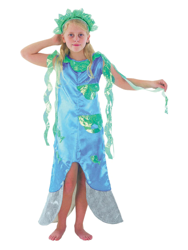 Girls Mermaid Costume with Dress & Seaweed Crown