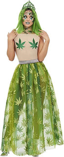 Cannabis Queen Costume Adult Green Dress 2