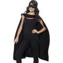 Cape Eyemask Adult Black Superhero Costume Accessory 3
